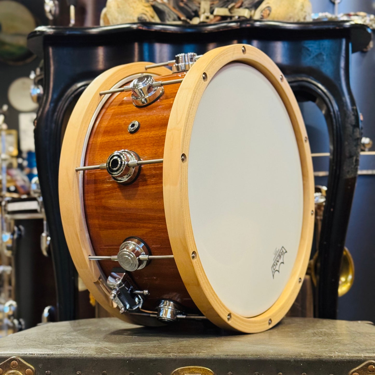 Walfredo Reyes Jr Collection DW Collectors 6.5x14 Maple Mahogany Wood Hoop Snare Drum