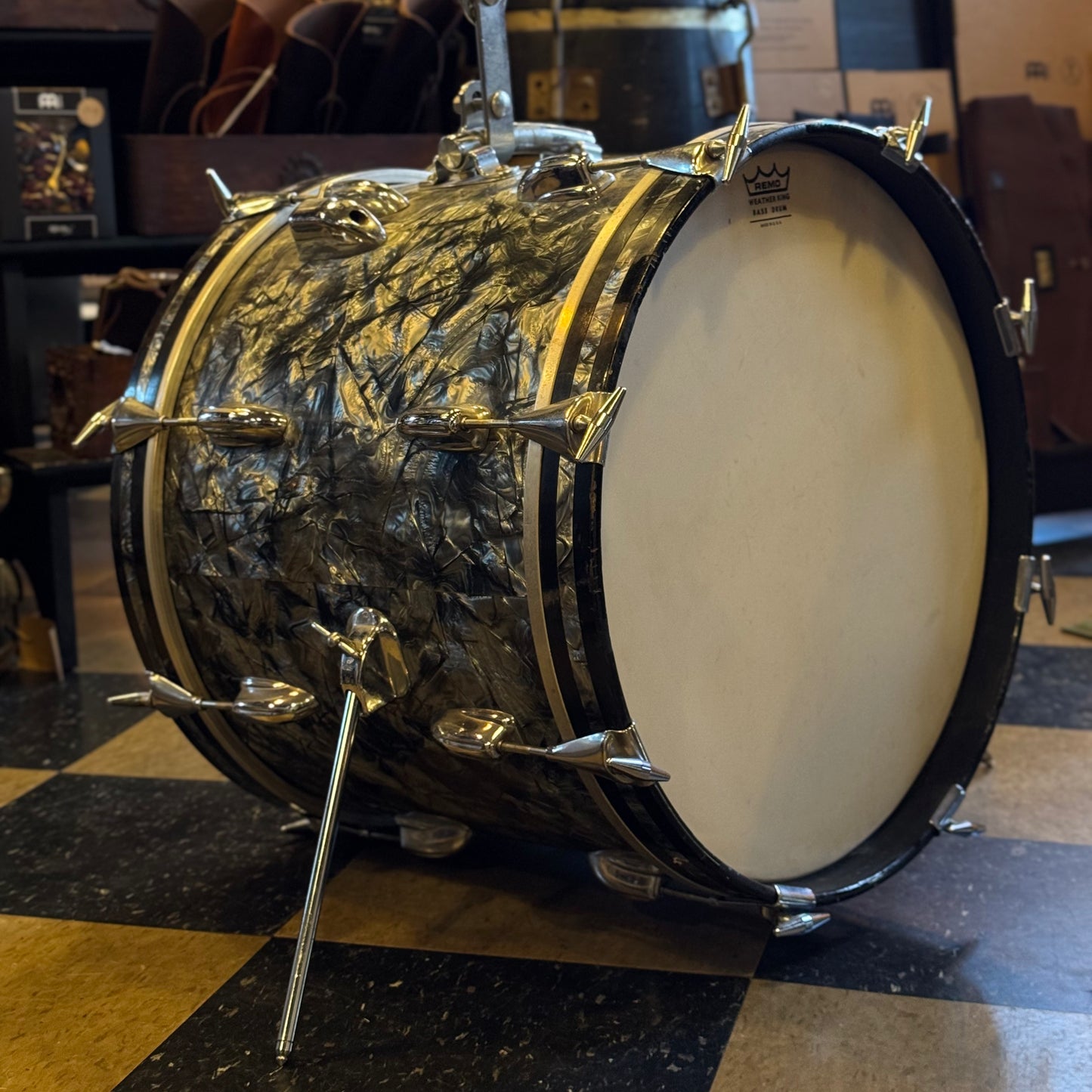 VINTAGE 1960's Slingerland 14x18 Bass Drum in Black Diamond Pearl