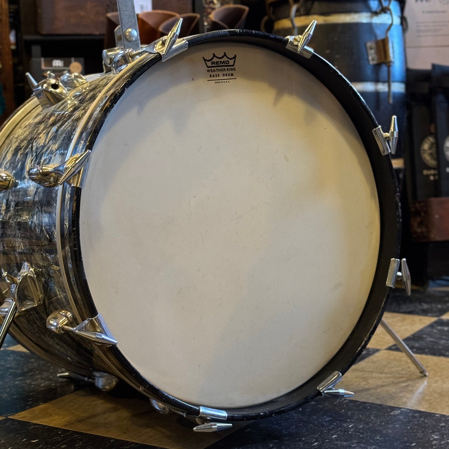 VINTAGE 1960's Slingerland 14x18 Bass Drum in Black Diamond Pearl