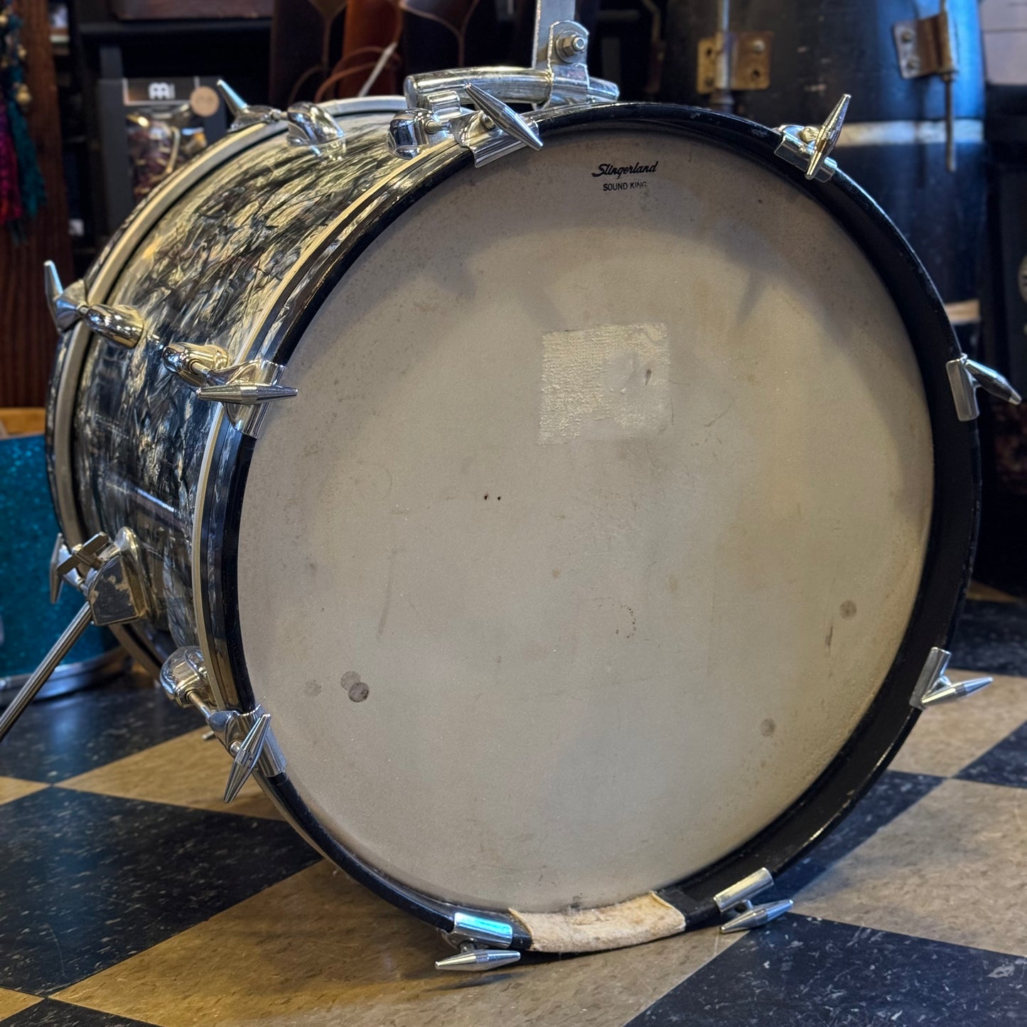 VINTAGE 1960's Slingerland 14x18 Bass Drum in Black Diamond Pearl