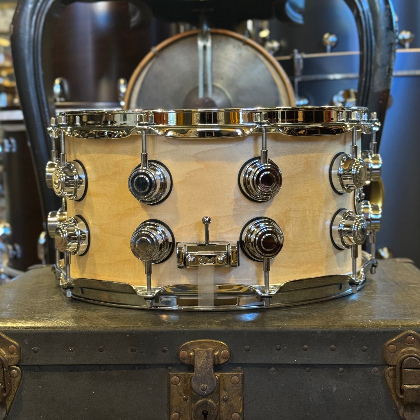 NEW DW Collectors Series 7x14 VLT Maple Snare Drum in Satin Natural Oil & Chrome HW w/ Double Row Lugs