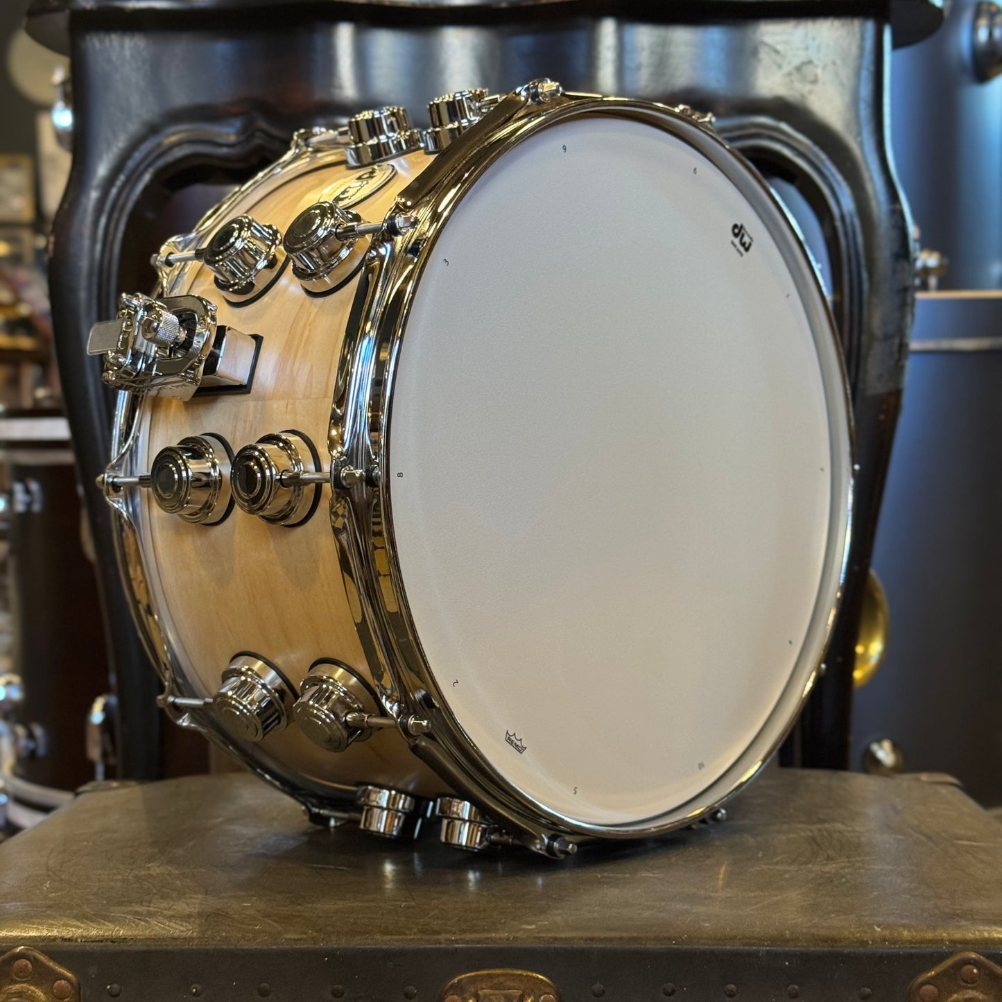 NEW DW Collectors Series 7x14 VLT Maple Snare Drum in Satin Natural Oil & Chrome HW w/ Double Row Lugs