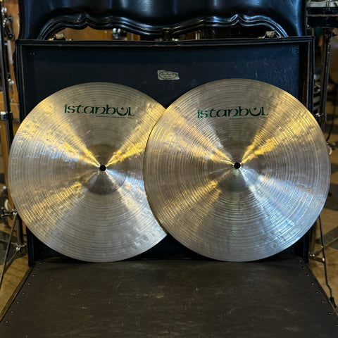 VINTAGE Mid 80's Istanbul Pre-Split 14" Green Label Hi-Hat Cymbals - 991/1094