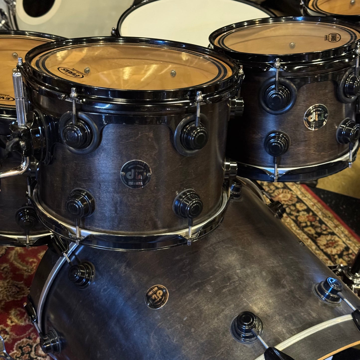 USED 1999-00 DW Pre-Collectors Series in Satin Ebony w/ Black Chrome Hardware - 18x22, 8x10, 8x10, 9x12, 12x14, 14x16, 5.5x14