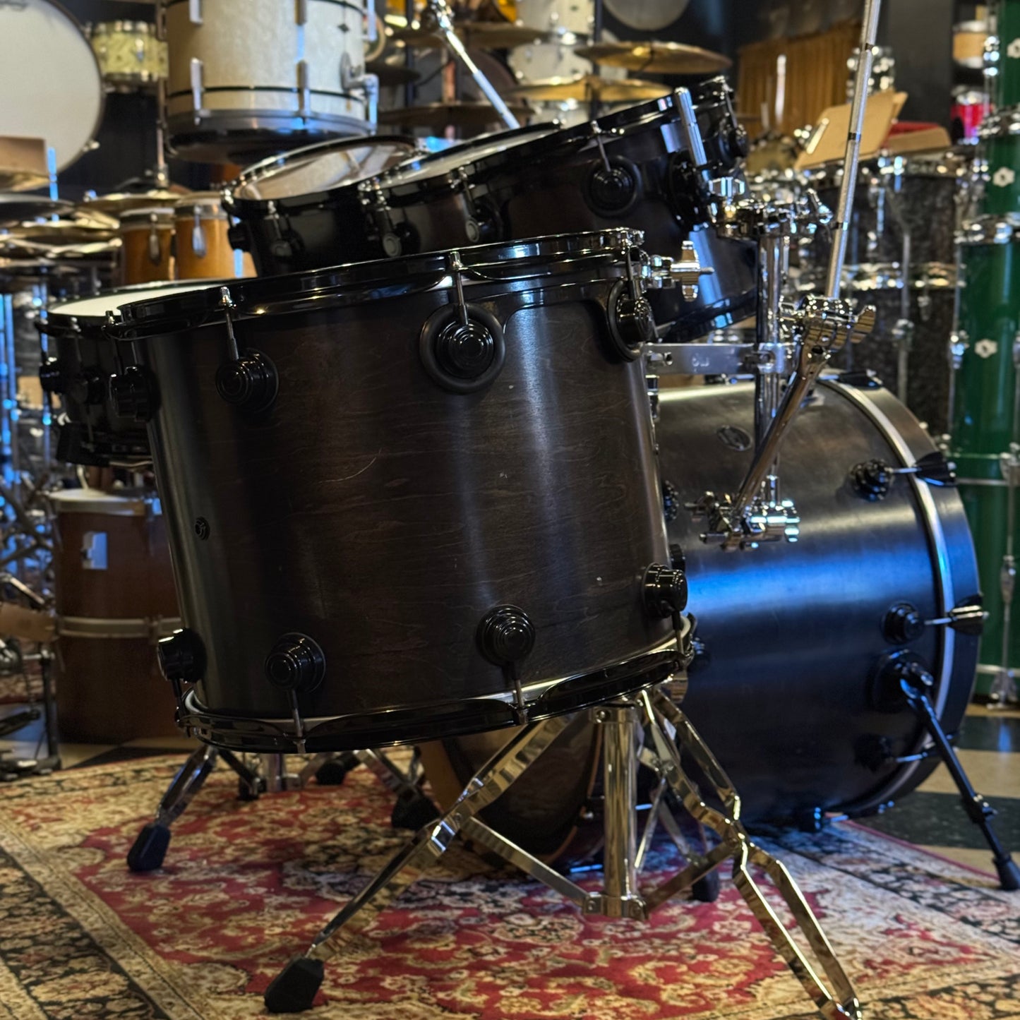 USED 1999-00 DW Pre-Collectors Series in Satin Ebony w/ Black Chrome Hardware - 18x22, 8x10, 8x10, 9x12, 12x14, 14x16, 5.5x14