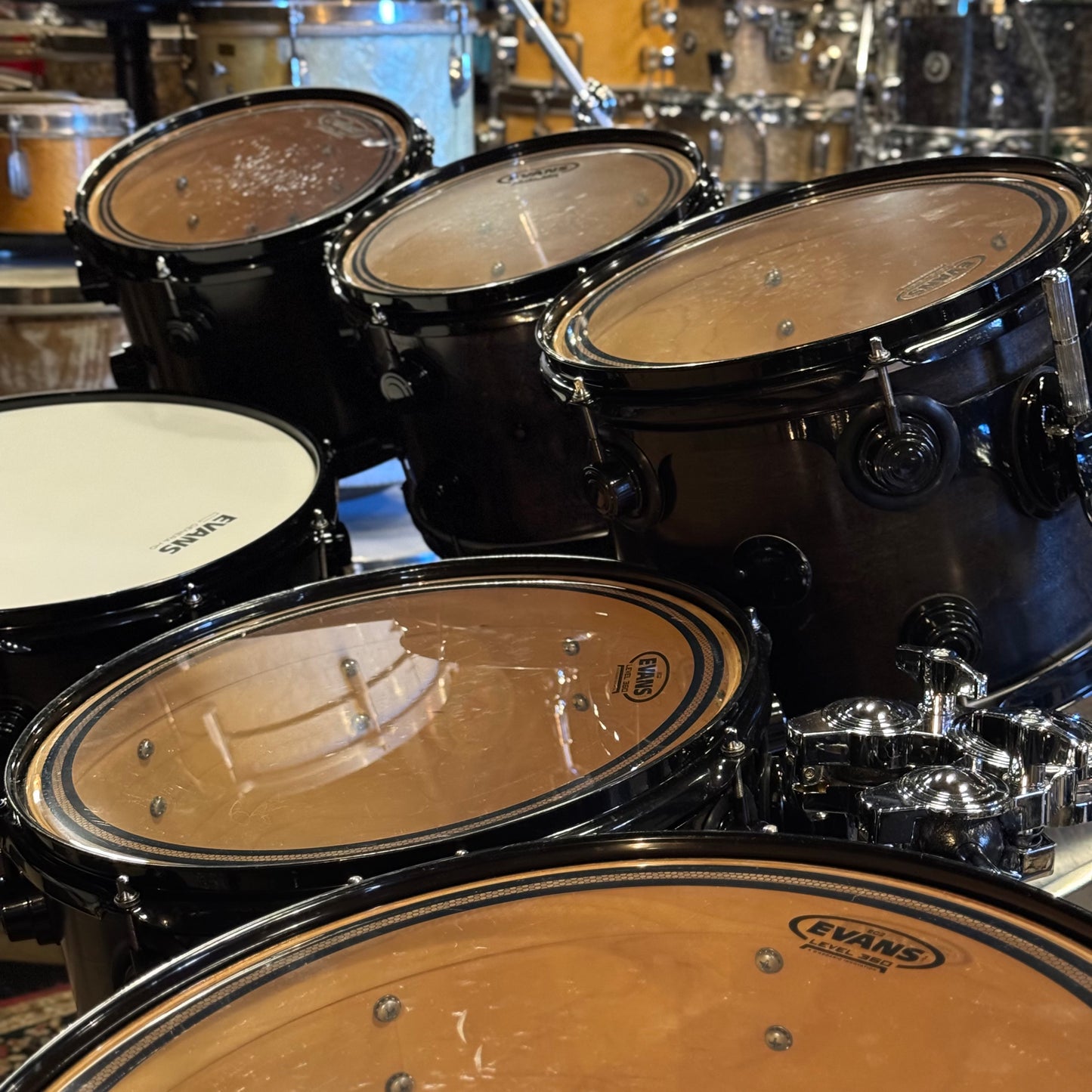 USED 1999-00 DW Pre-Collectors Series in Satin Ebony w/ Black Chrome Hardware - 18x22, 8x10, 8x10, 9x12, 12x14, 14x16, 5.5x14