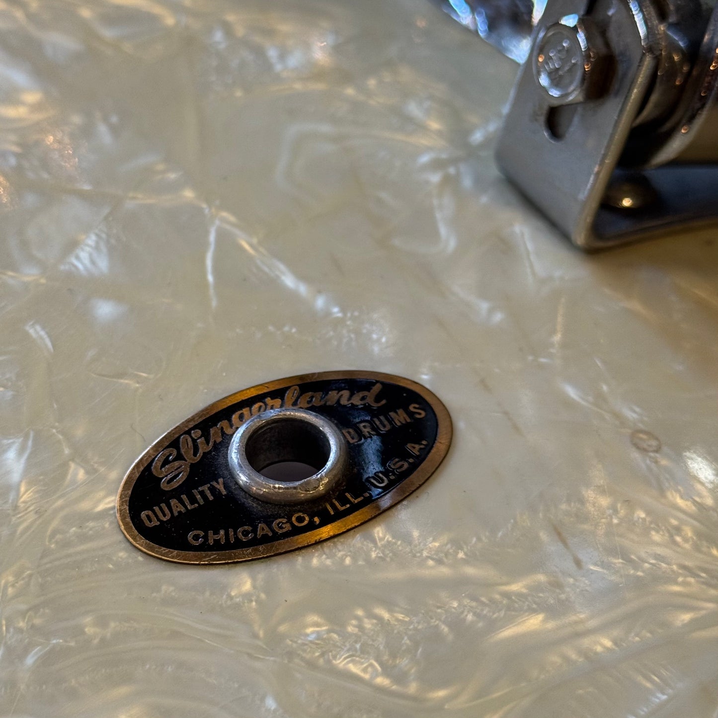 VINTAGE 1960's Slingerland Gene Krupa Outfit in White Marine Pearl - 14x22, 9x13, 16x16