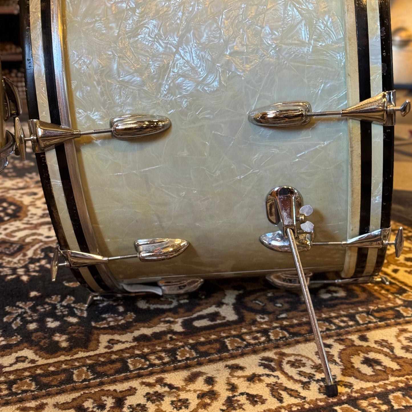VINTAGE 1960's Slingerland Gene Krupa Outfit in White Marine Pearl - 14x22, 9x13, 16x16