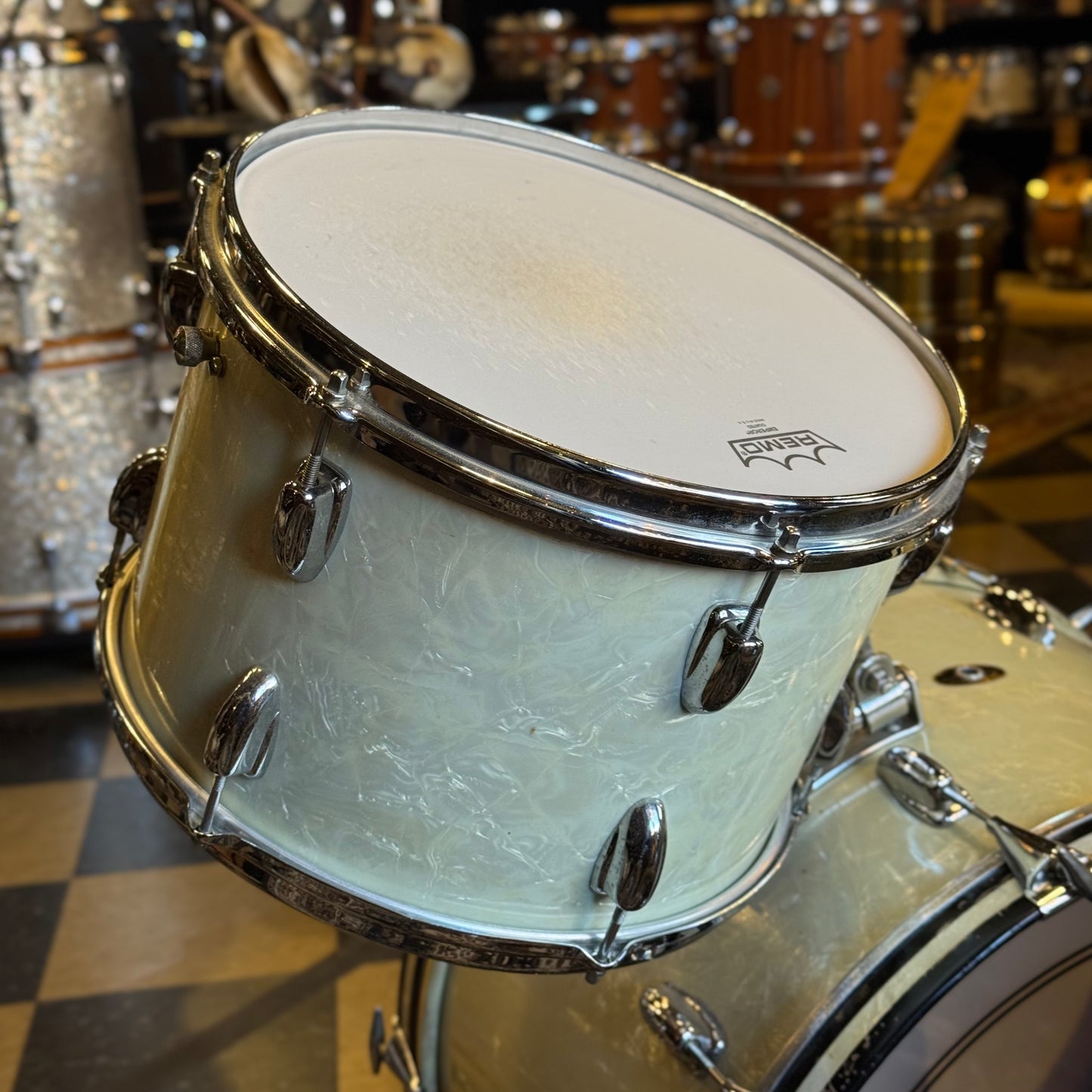 VINTAGE 1960's Slingerland Gene Krupa Outfit in White Marine Pearl - 14x22, 9x13, 16x16