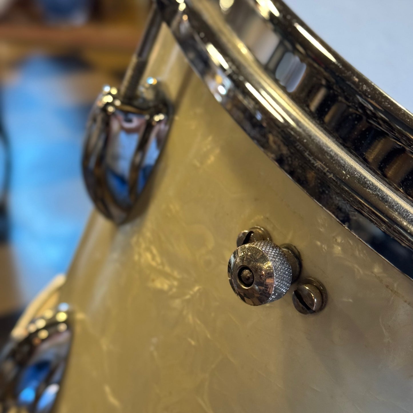 VINTAGE 1960's Slingerland Gene Krupa Outfit in White Marine Pearl - 14x22, 9x13, 16x16