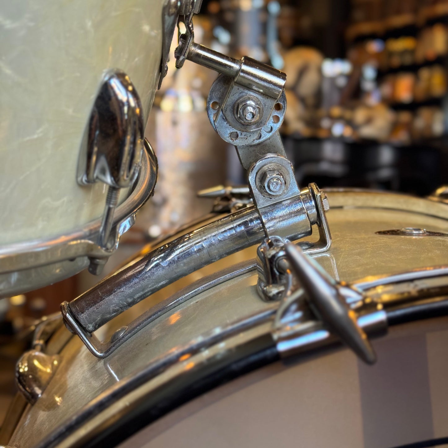 VINTAGE 1960's Slingerland Gene Krupa Outfit in White Marine Pearl - 14x22, 9x13, 16x16