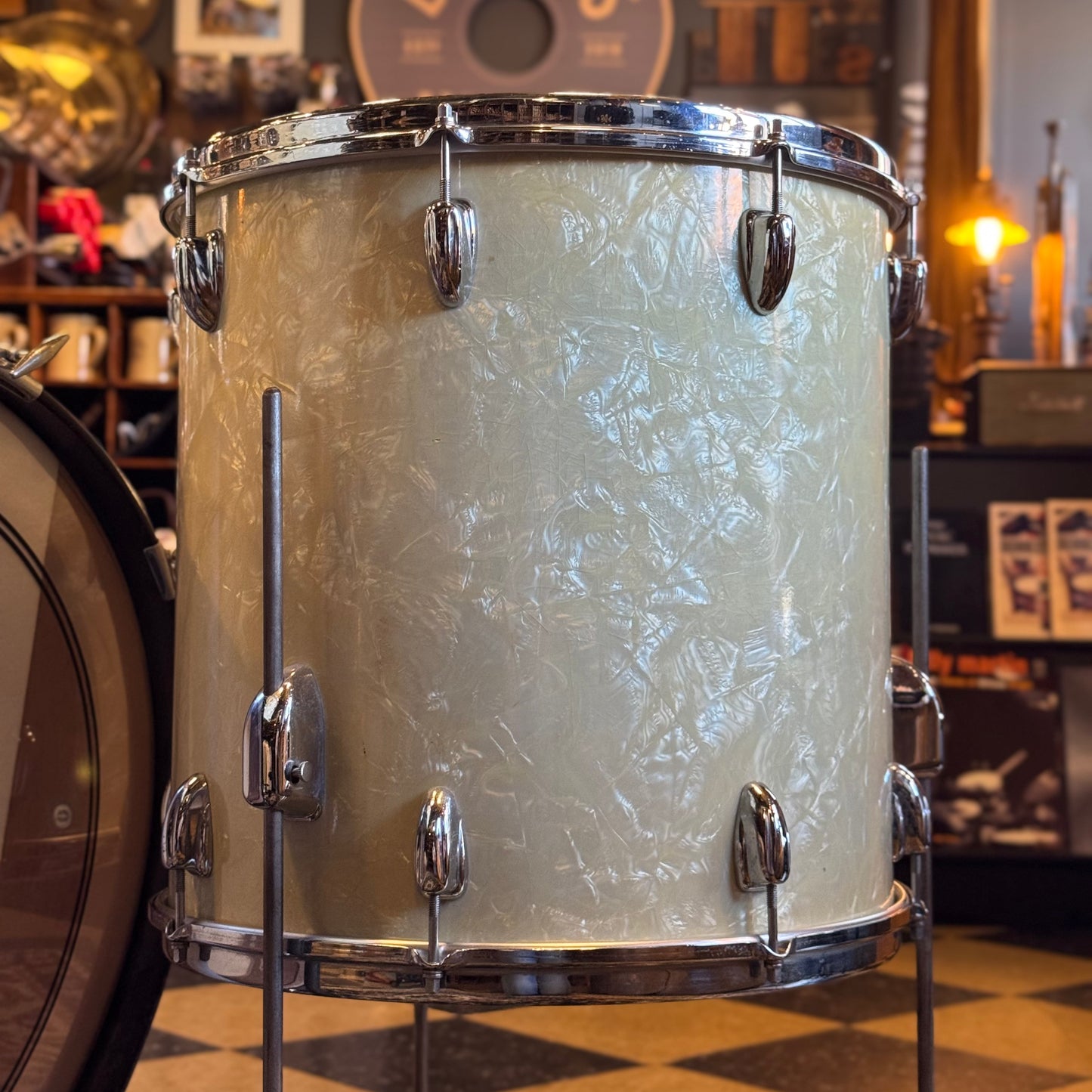 VINTAGE 1960's Slingerland Gene Krupa Outfit in White Marine Pearl - 14x22, 9x13, 16x16
