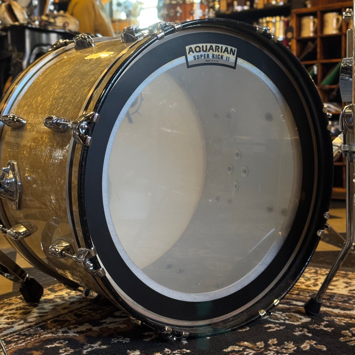 USED 1990's Gretsch USA Square Badge Drum Set in White Marine Pearl - 14x20, 8x10, 8x12, 14x14, 16x16
