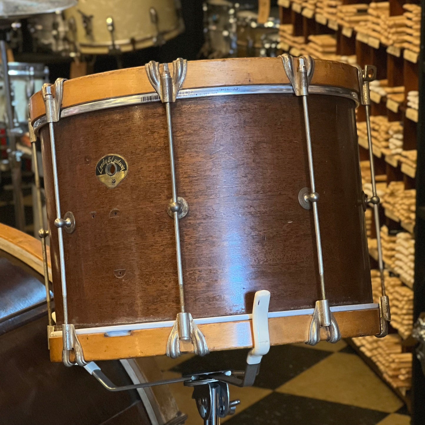 VINTAGE 1940's Ludwig/Leedy & Ludwig Wood Hoop Field Drum Kit in Natural Mahogany- 14x30, 10x14, 14x16