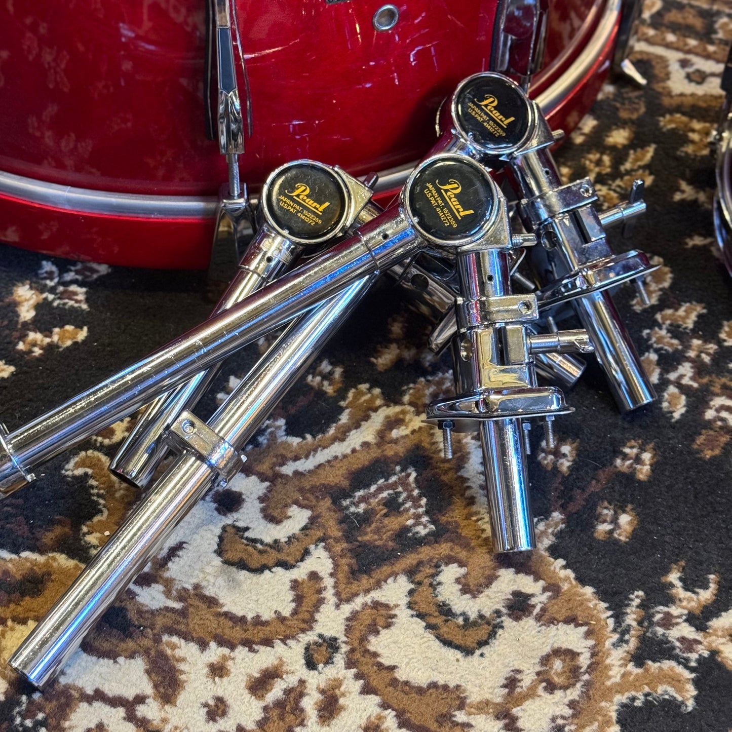 USED 1990's Pearl BLX All Birch Drum Set in Sagoya Red - 16x22, 8x10, 10x12, 11x13, 16x16