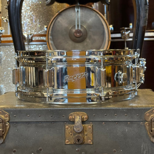 VINTAGE 1960's Rogers 5x14 Cleveland Era Chrome over Brass Powertone Snare Drum