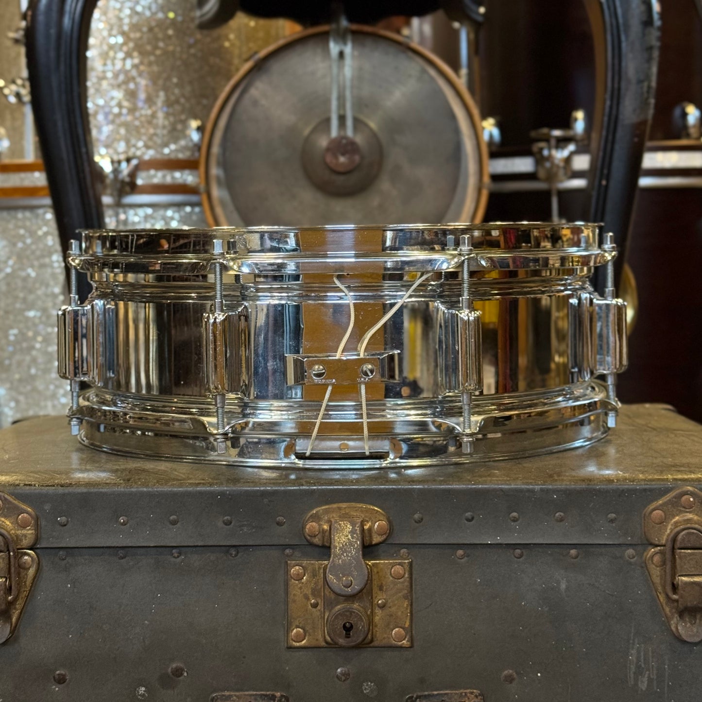 VINTAGE 1960's Rogers 5x14 Cleveland Era Chrome over Brass Powertone Snare Drum