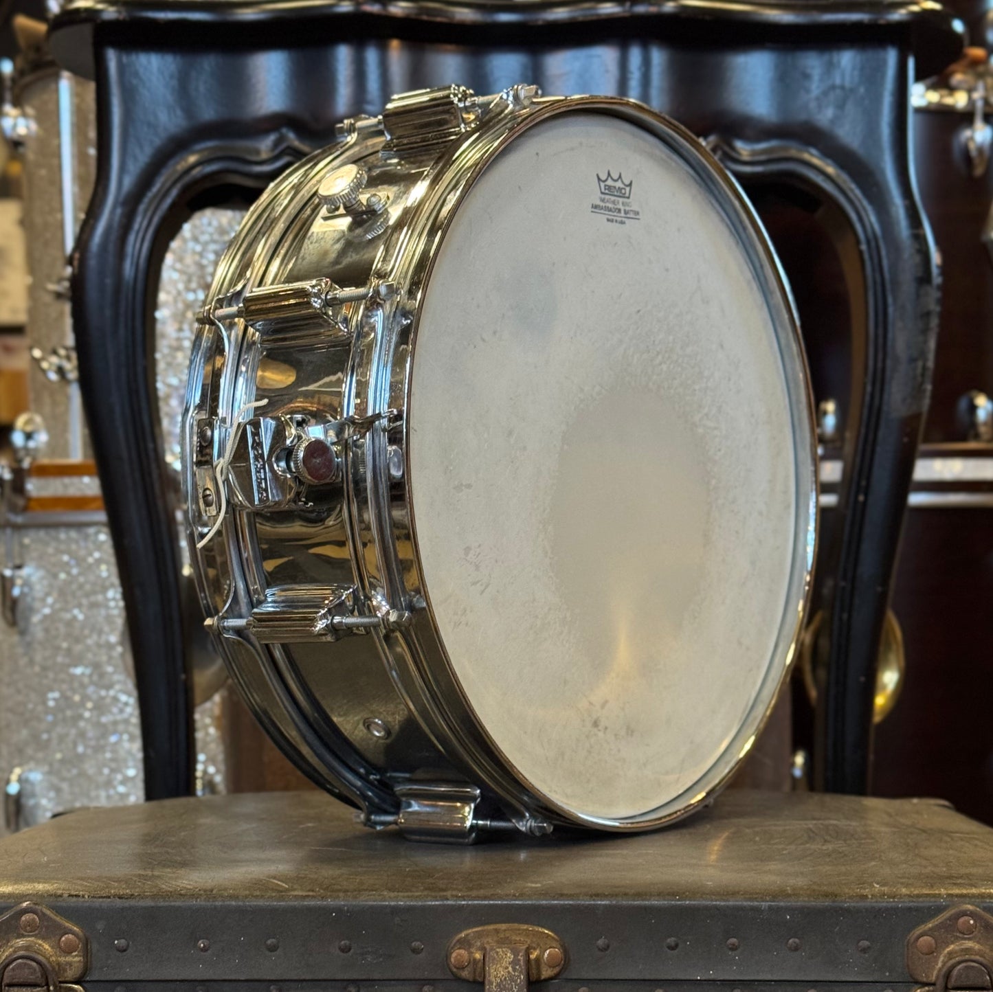 VINTAGE 1960's Rogers 5x14 Cleveland Era Chrome over Brass Powertone Snare Drum