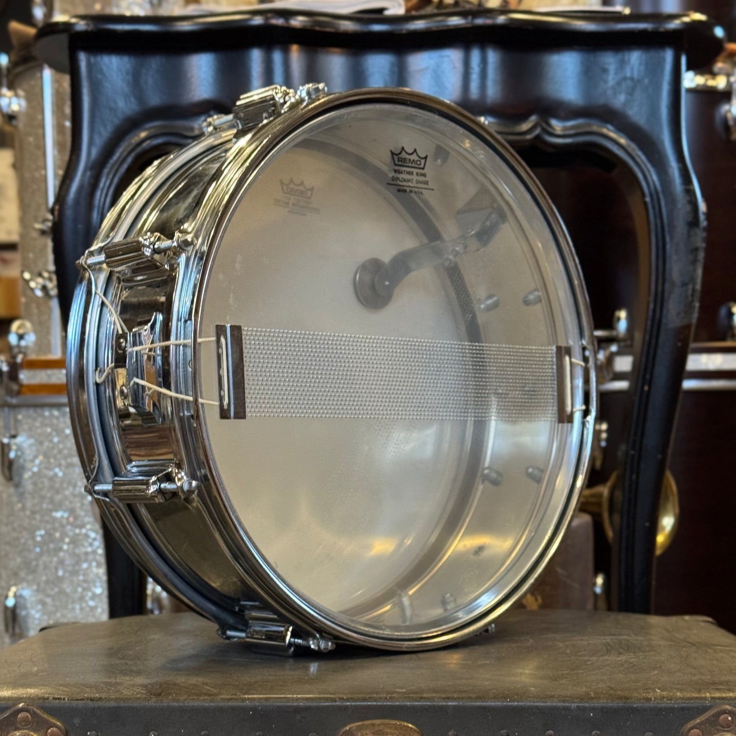 VINTAGE 1960's Rogers 5x14 Cleveland Era Chrome over Brass Powertone Snare Drum