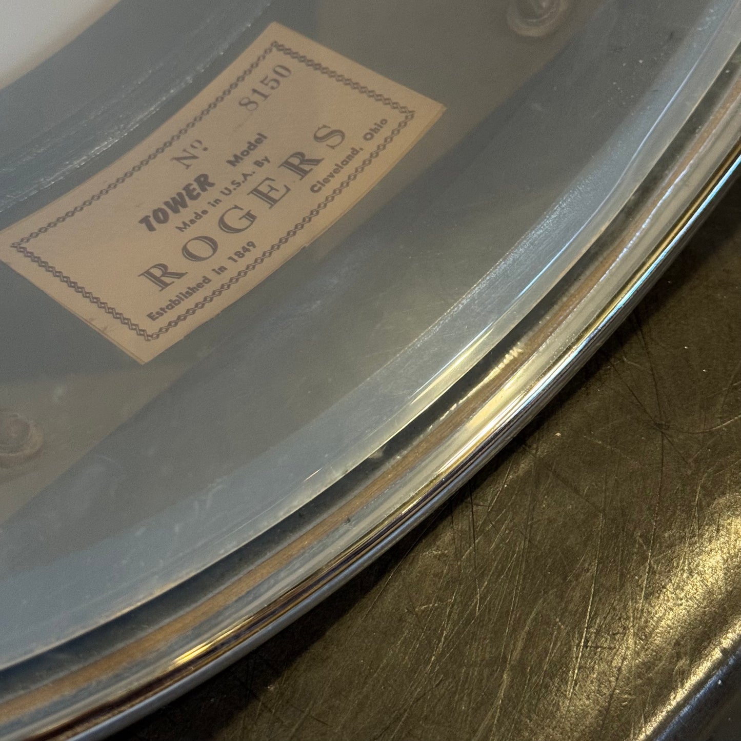 VINTAGE 1960's Rogers 5x14 Cleveland Era Tower Model Snare Drum in White Marine Pearl