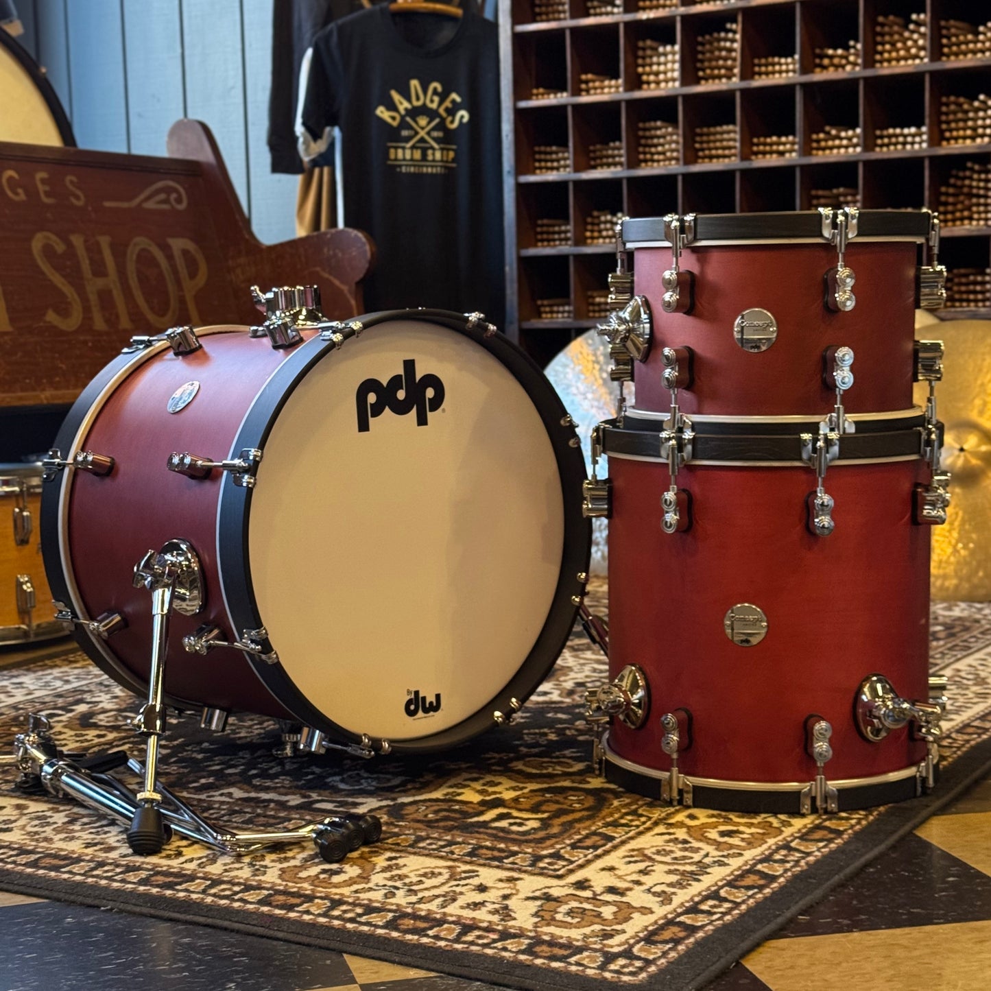 USED PDP Concept Maple Classic Bop Outfit in Satin Ox Blood - 14x18, 8x12, 14x14