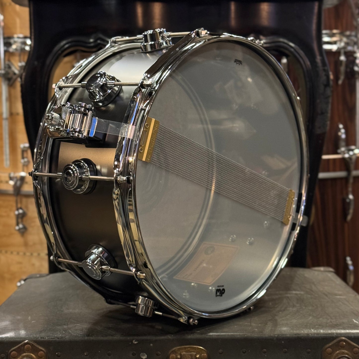 USED DW 6.5x14 Collector's Series Satin Black over Brass Snare Drum