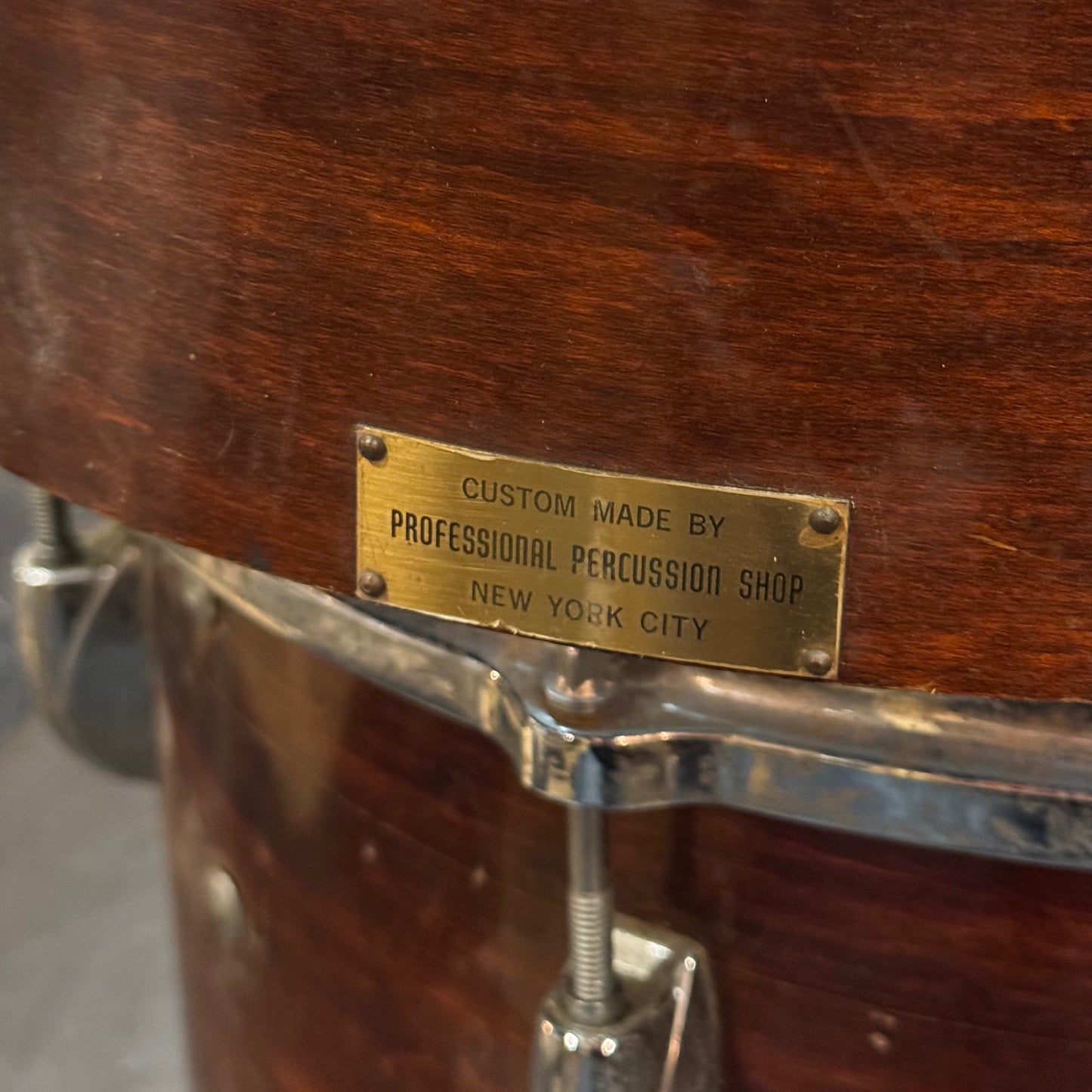 VINTAGE 1970's Professional Drum Shop 12" and 14" Cut Down Toms in Walnut Lacquer