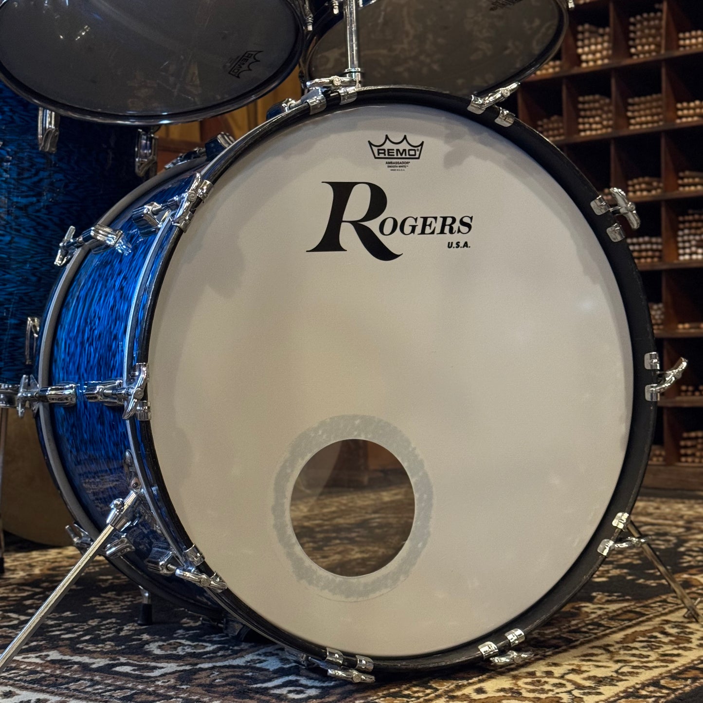 VINTAGE 1970's Rogers Fullerton Era "Powertone" Outfit in Blue Onyx - 14x22, 8x12, 9x13, 16x16