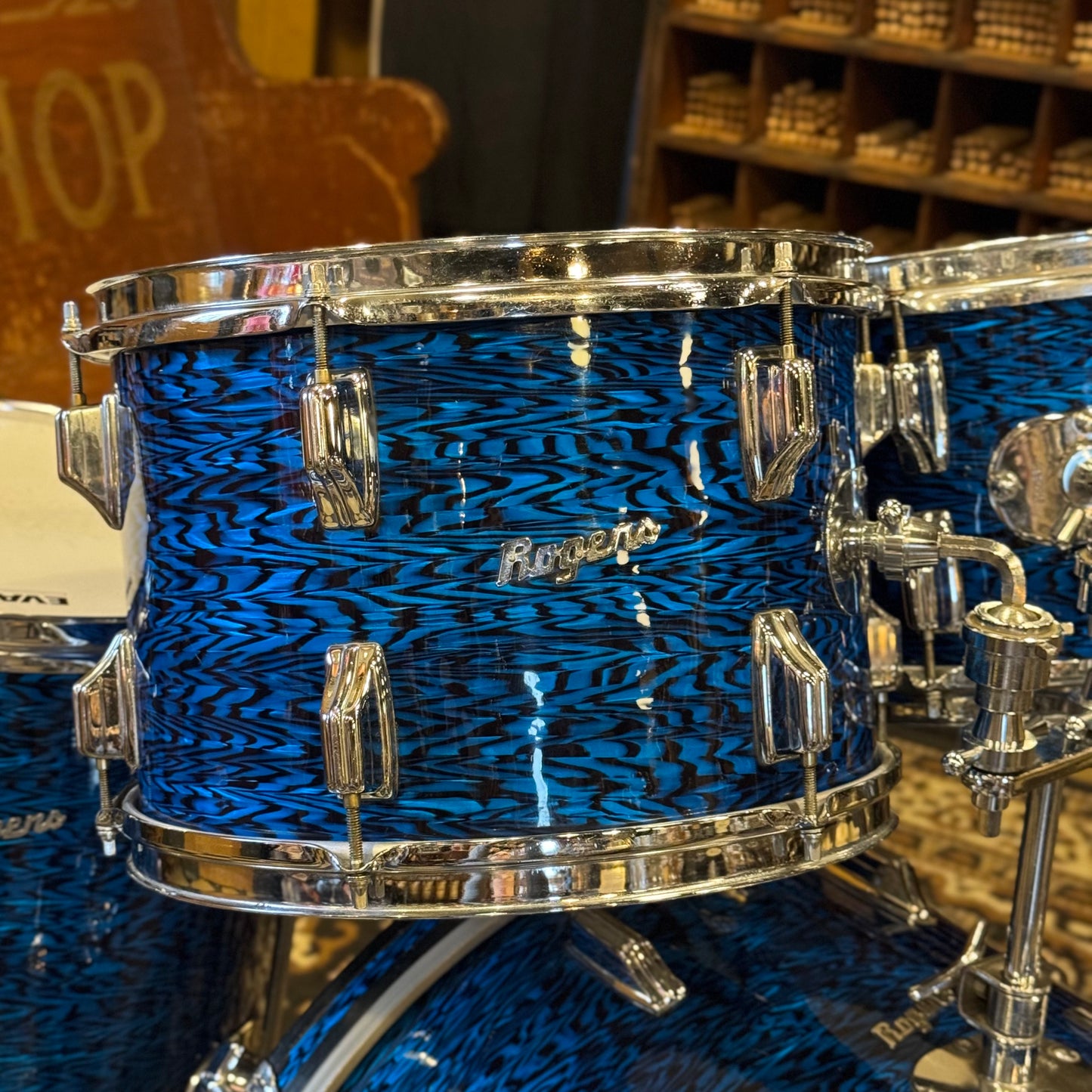 VINTAGE 1970's Rogers Fullerton Era "Powertone" Outfit in Blue Onyx - 14x22, 8x12, 9x13, 16x16