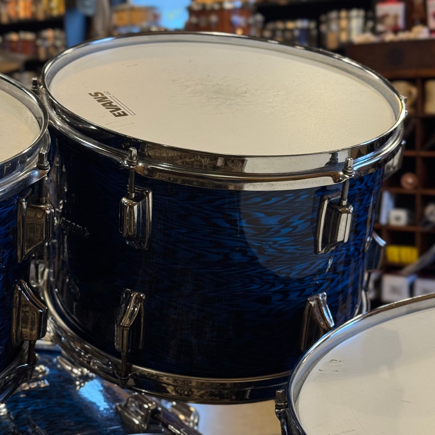 VINTAGE 1970's Rogers Fullerton Era "Powertone" Outfit in Blue Onyx - 14x22, 8x12, 9x13, 16x16