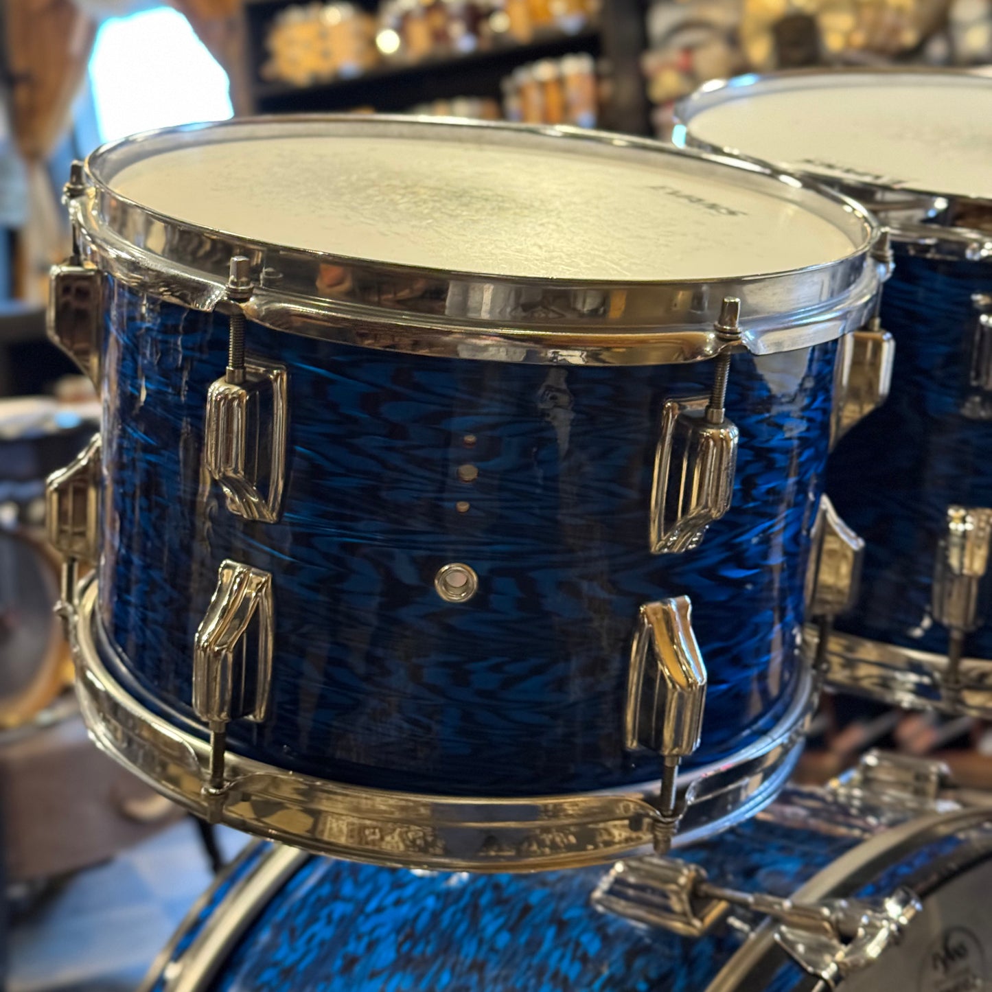 VINTAGE 1970's Rogers Fullerton Era "Powertone" Outfit in Blue Onyx - 14x22, 8x12, 9x13, 16x16