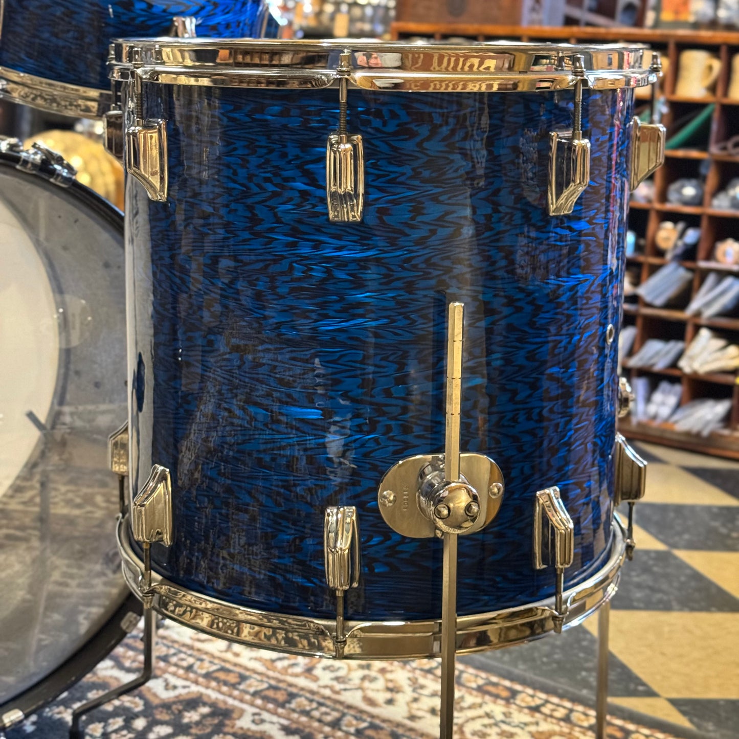 VINTAGE 1970's Rogers Fullerton Era "Powertone" Outfit in Blue Onyx - 14x22, 8x12, 9x13, 16x16