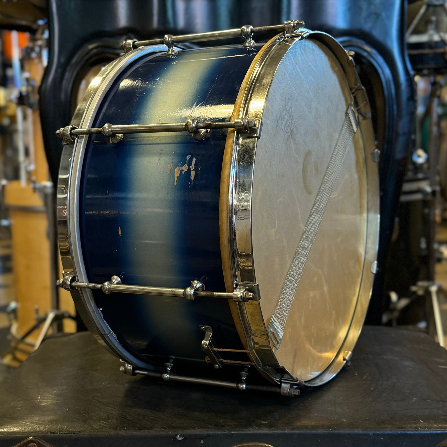 VINTAGE 1930s Cloud Badge 7x14 Radio King Snare Drum in Blue & Silver Duco