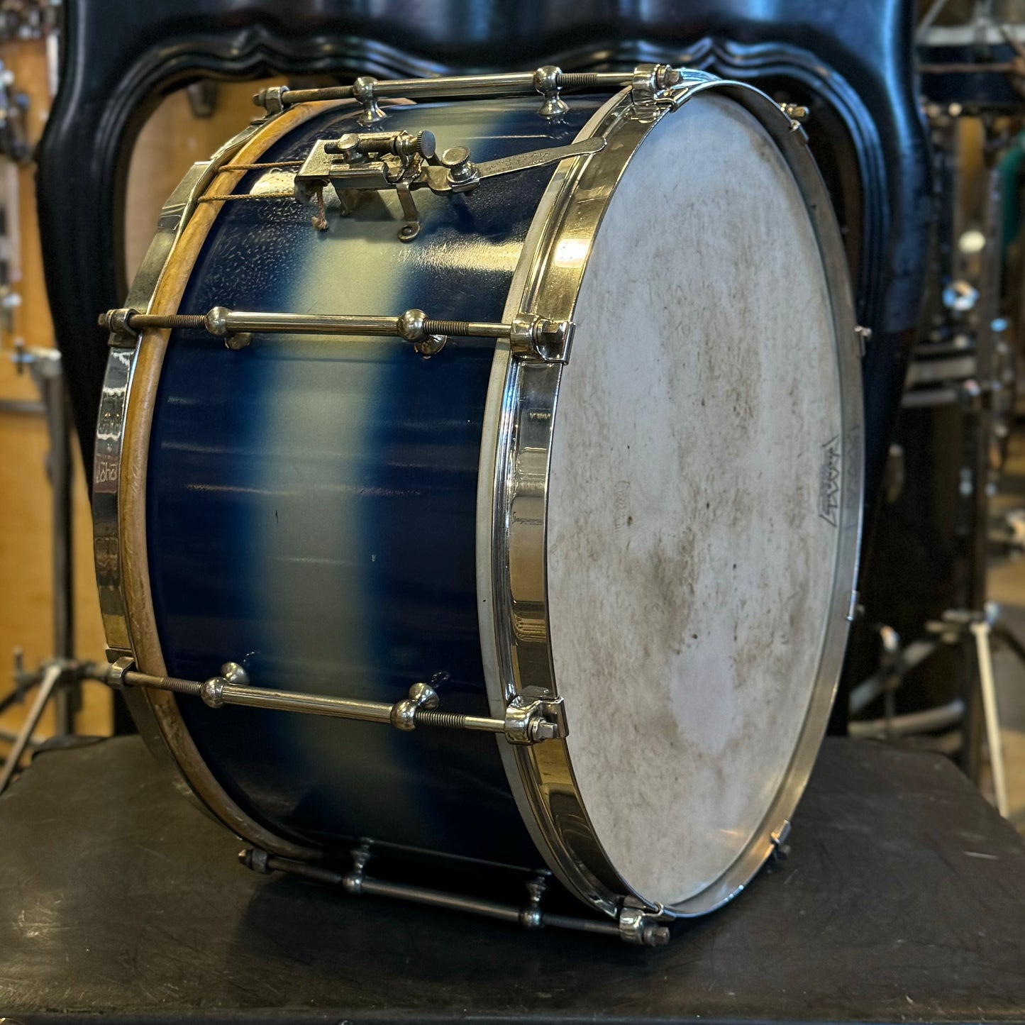 VINTAGE 1930s Cloud Badge 7x14 Radio King Snare Drum in Blue & Silver Duco