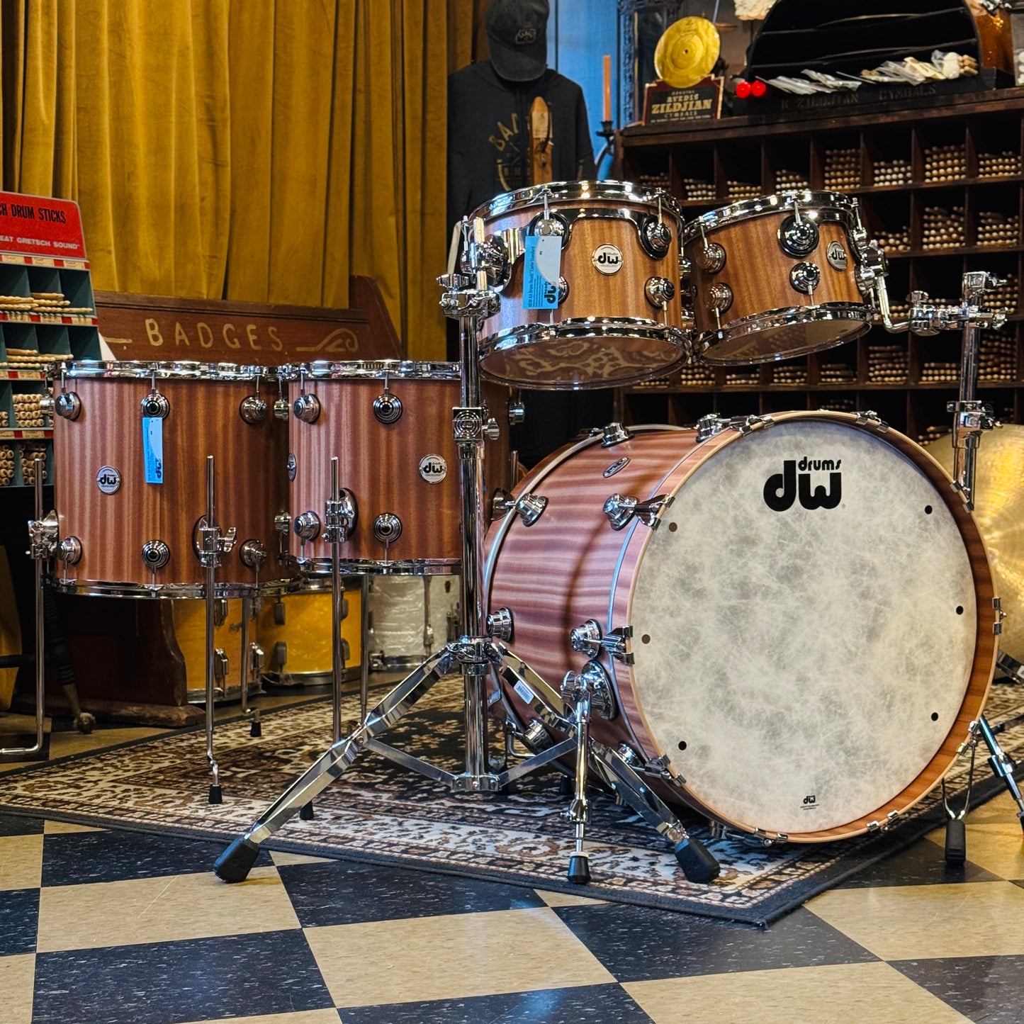 NEW DW Collector's Series Maple Mahogany Drum Set in Natural Satin Oil over Mahogany - 18x22, 7x10, 8x12, 12x14, 14x16