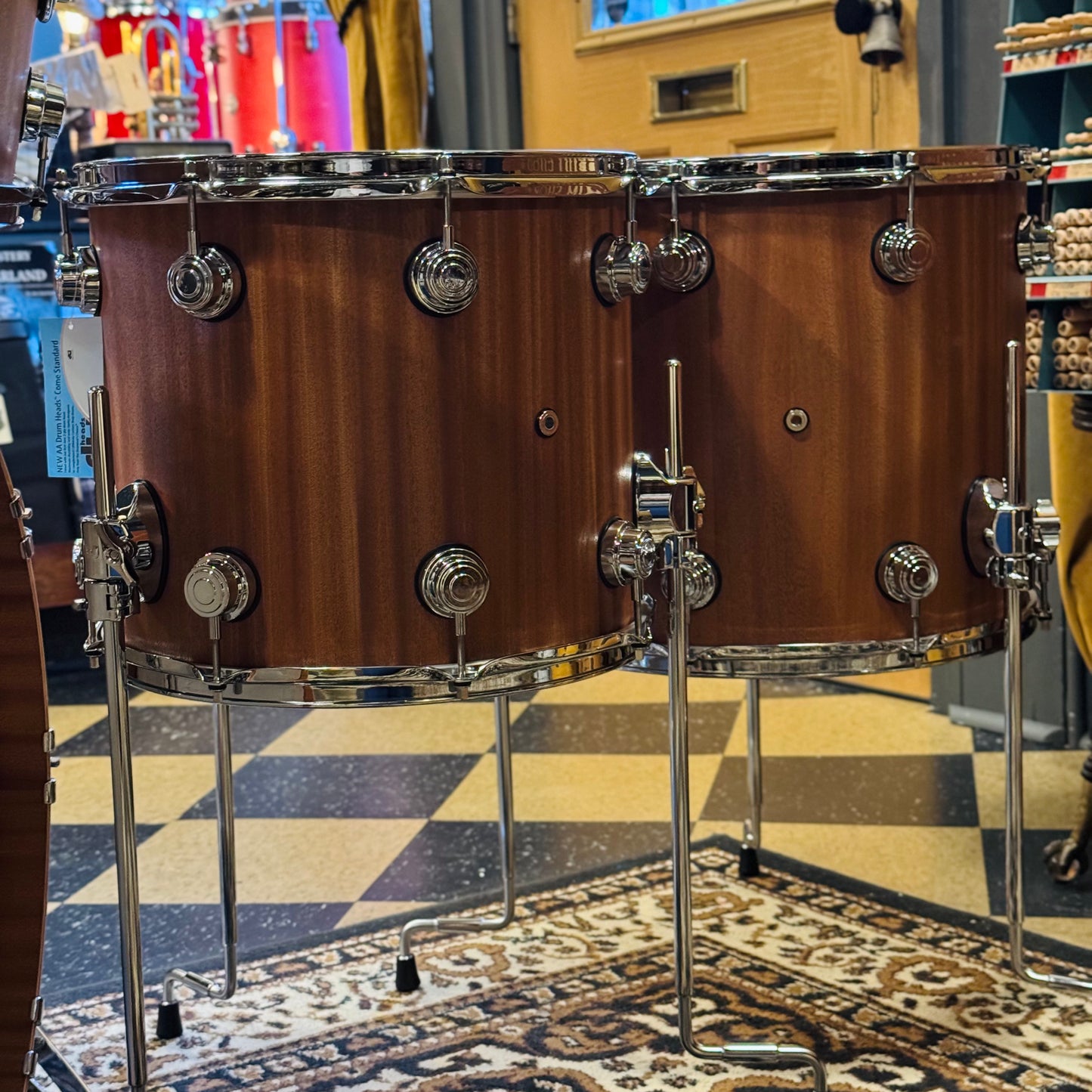 NEW DW Collector's Series Maple Mahogany Drum Set in Natural Satin Oil over Mahogany - 18x22, 7x10, 8x12, 12x14, 14x16