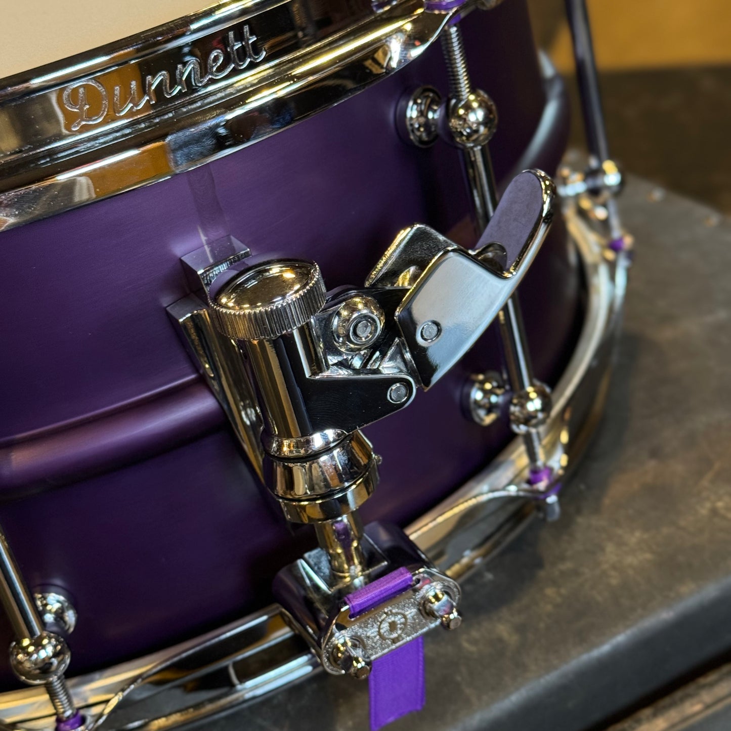 NEW Dunnett 6.5x14 Model 2N Aluminum Snare Drum in Purple "Lilac"