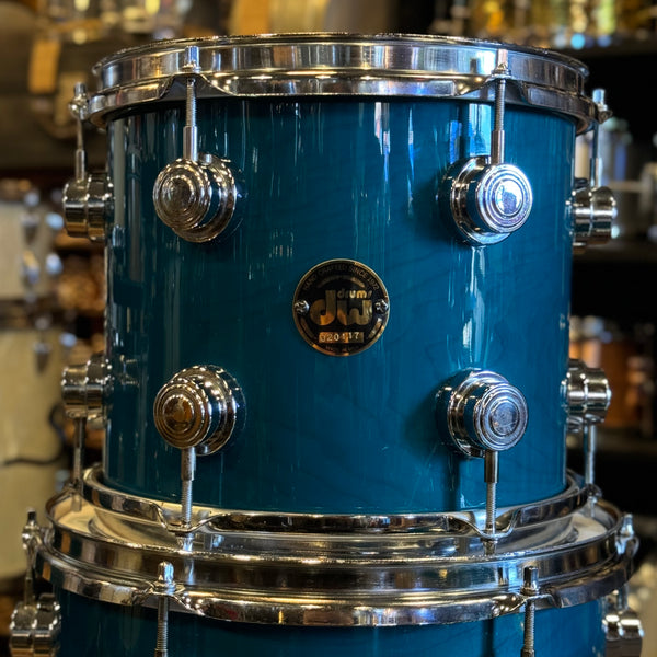 USED 1990's DW Pre-Collectors Series Keller Shell Set in Turquoise Gloss - 16x22, 9x10, 10x12, 13x15