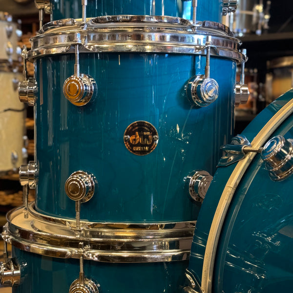 USED 1990's DW Pre-Collectors Series Keller Shell Set in Turquoise Gloss - 16x22, 9x10, 10x12, 13x15