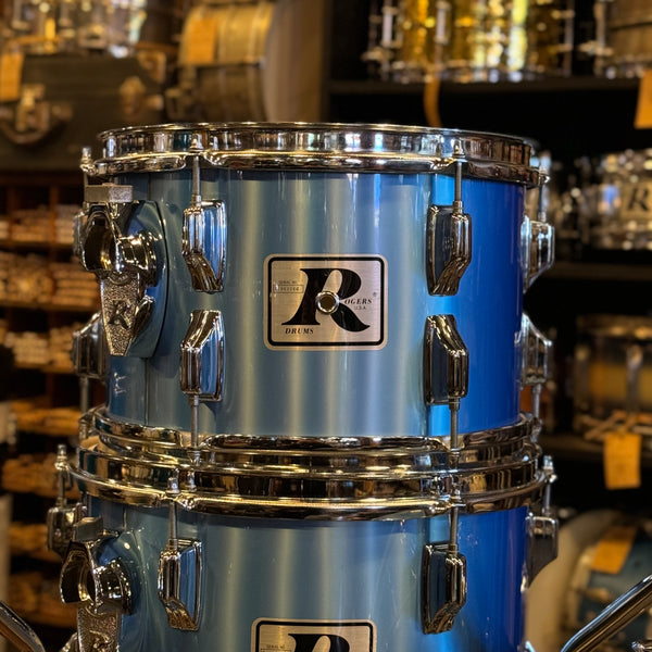 VINTAGE 1970's Rogers Big R Drum Set in Blue Mist - 14x22, 8x12, 9x13, 16x16