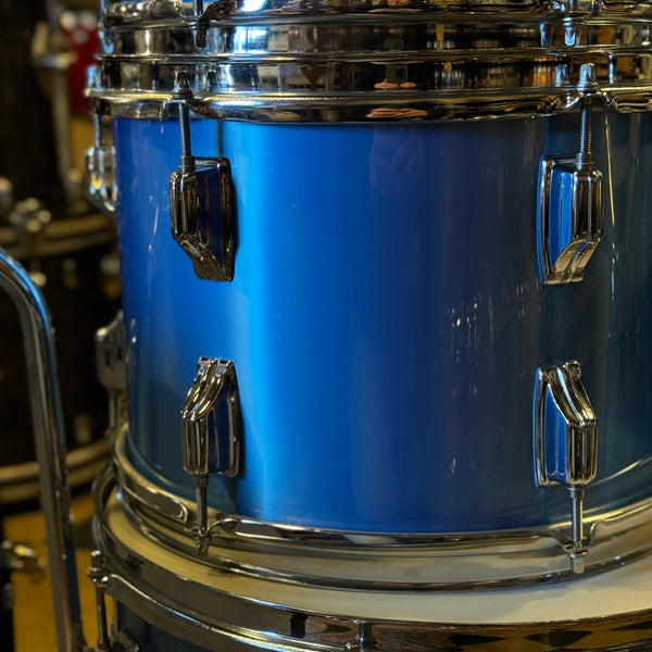 VINTAGE 1970's Rogers Big R Drum Set in Blue Mist - 14x22, 8x12, 9x13, 16x16