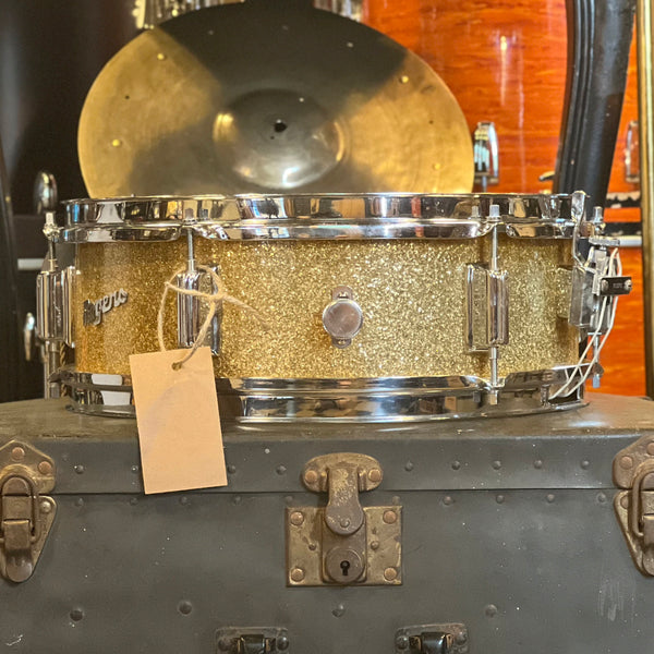 VINTAGE 1960's Rogers 5x14 Luxor Snare Drum in Gold Sparkle