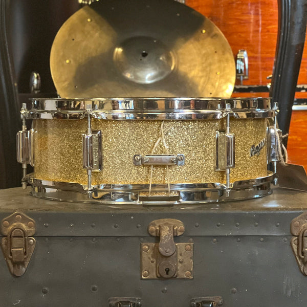 VINTAGE 1960's Rogers 5x14 Luxor Snare Drum in Gold Sparkle