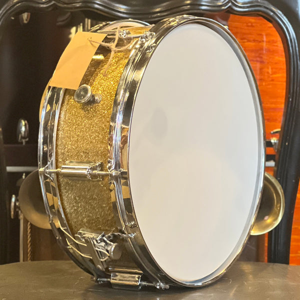 VINTAGE 1960's Rogers 5x14 Luxor Snare Drum in Gold Sparkle