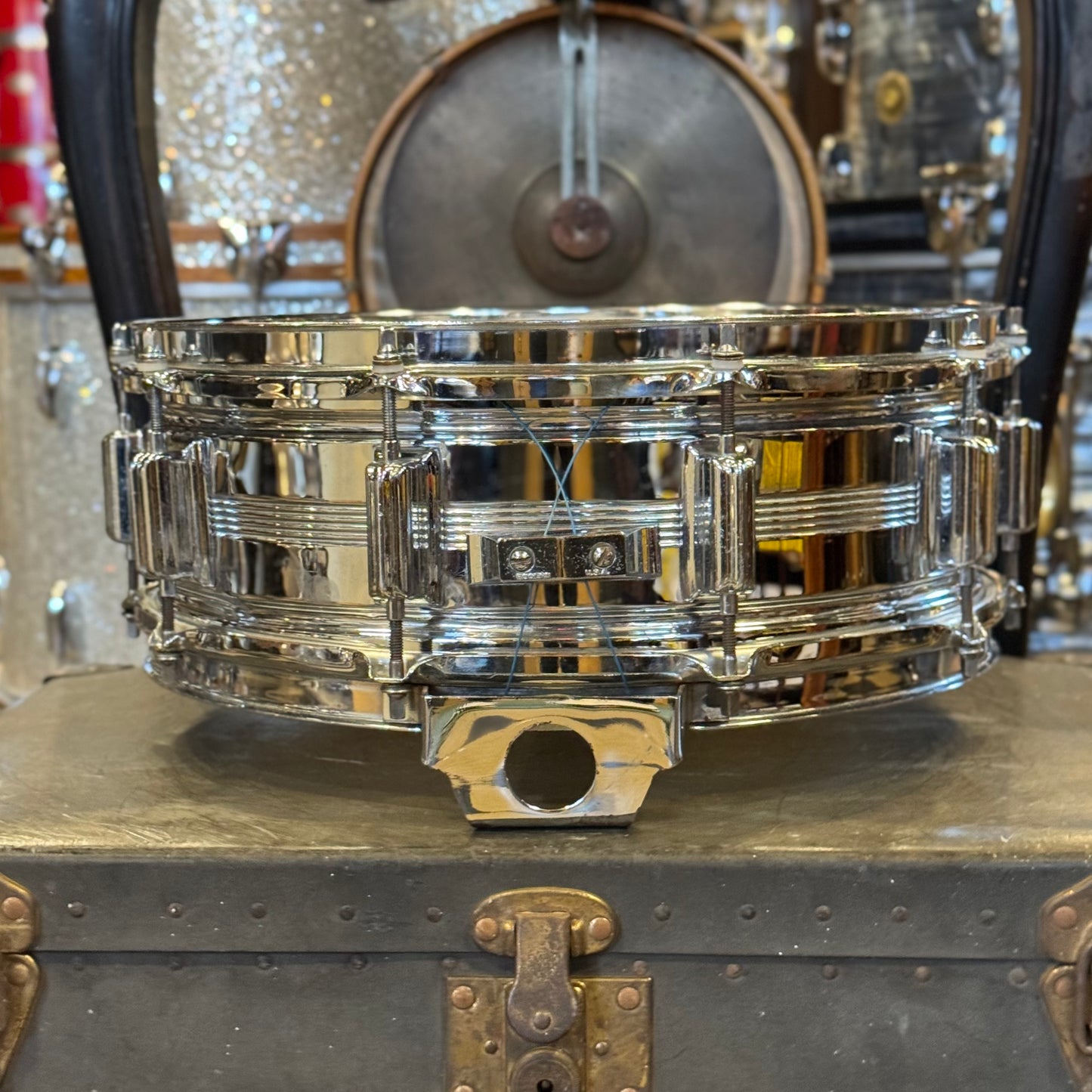 VINTAGE 1960's Rogers 5x14 Dynasonic Chrome over Brass Snare Drum