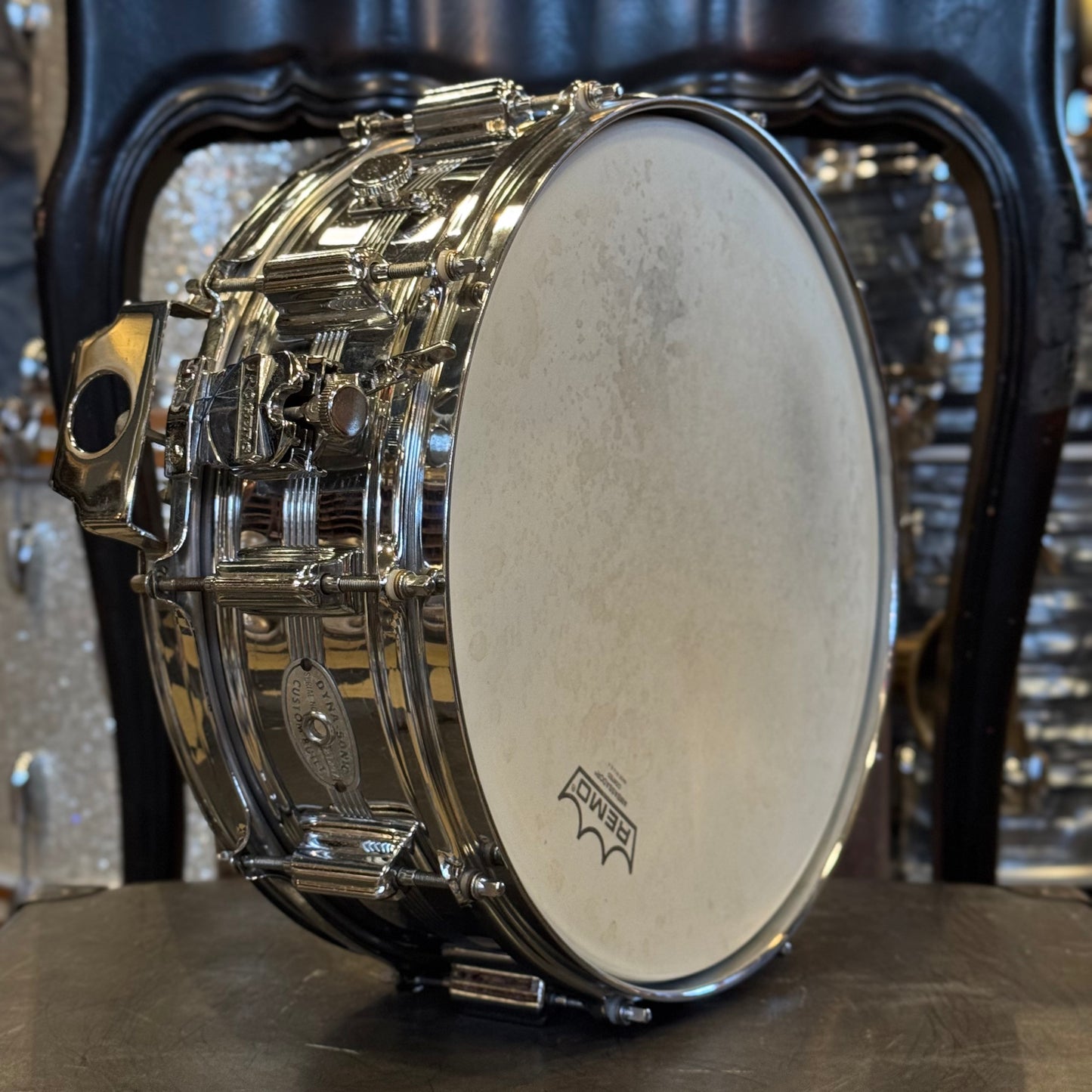 VINTAGE 1960's Rogers 5x14 Dynasonic Chrome over Brass Snare Drum
