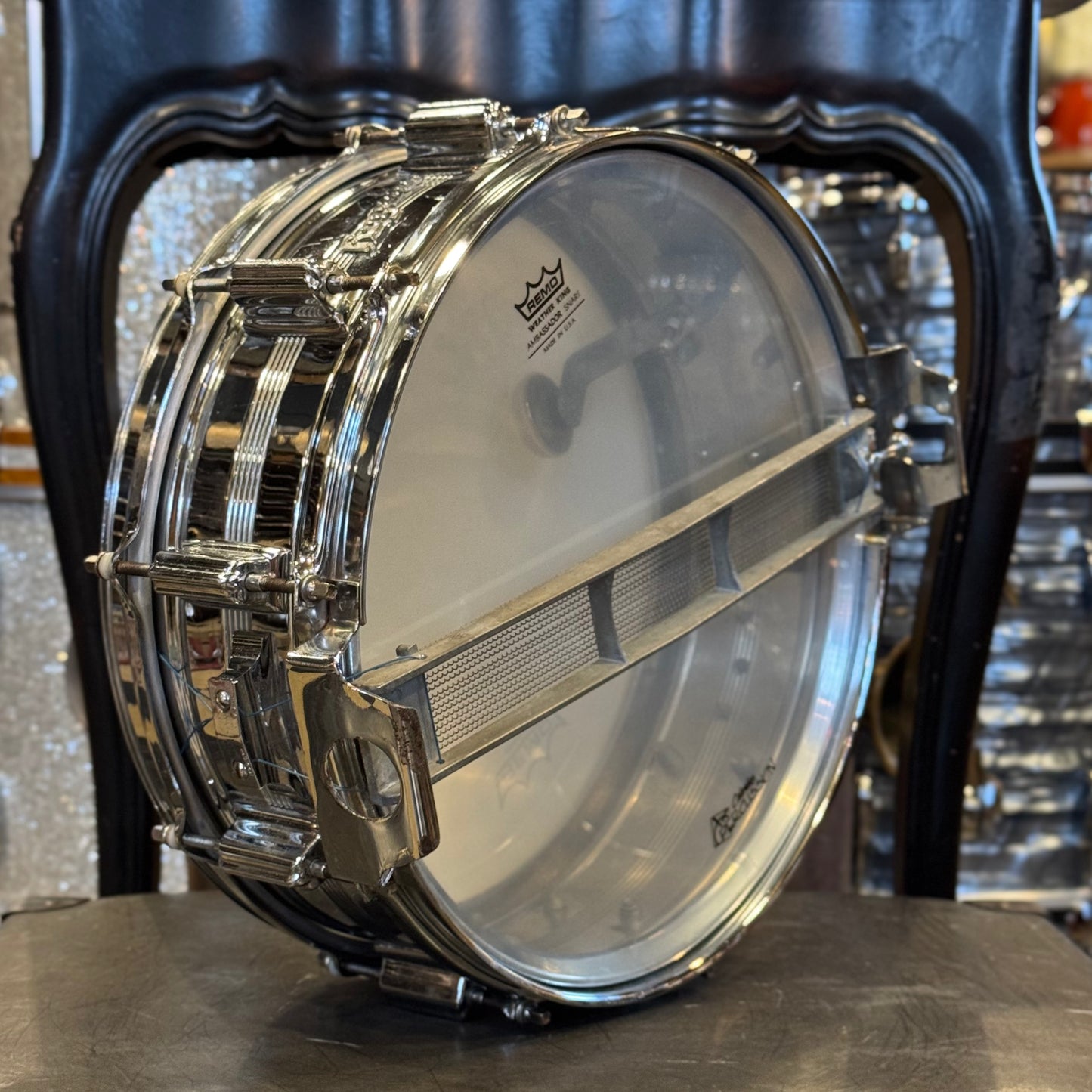 VINTAGE 1960's Rogers 5x14 Dynasonic Chrome over Brass Snare Drum