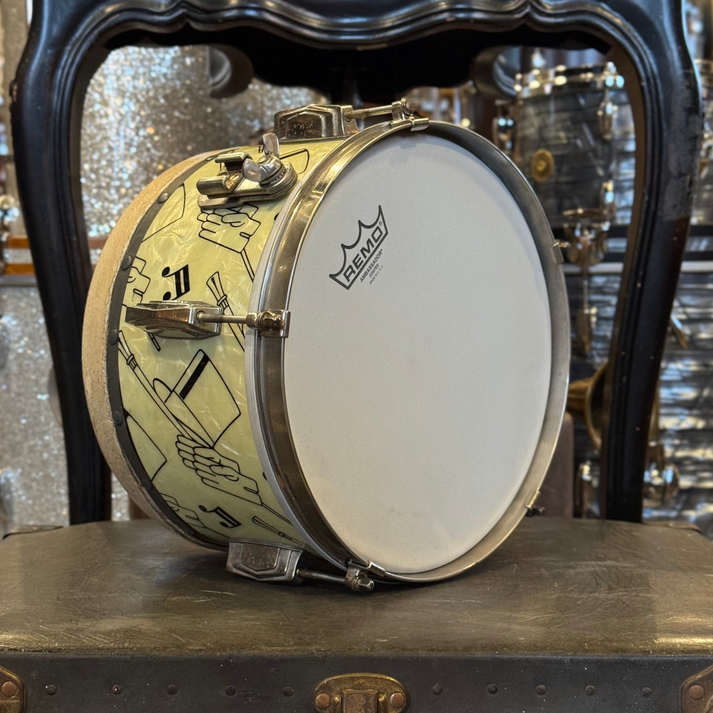 VINTAGE 1940's Ludwig & Ludwig 7x11 Tacked Tom in Top Hat and Cane