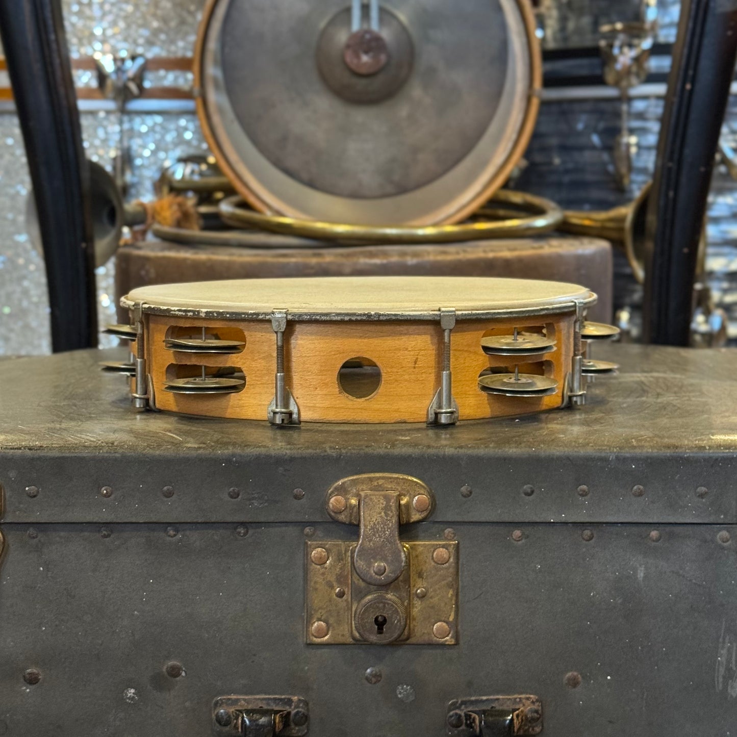 VINTAGE 1960's Ludwig Wood Tambourine - 10"