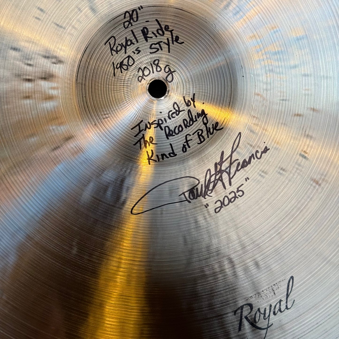 NEW Royal Cymbals 20" "Kind of Blue" 1950's Style Royal Ride - 2018g